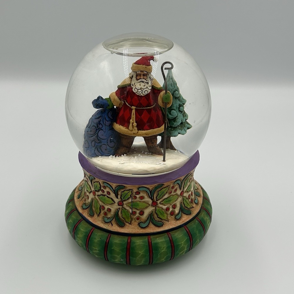 Jim Shore Heartwood Creek Musical Santa Waterball Snow Globe Up On The Housetop